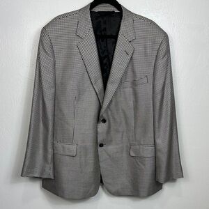 Baroni Men's Black And White Silk Wool Houndstooth Print Blazer Size 48 S